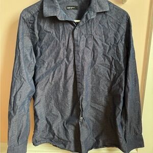 Bar III Denim Blue Patterned Shirt
